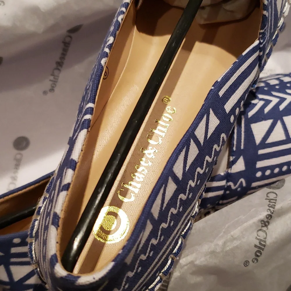 Chase & Chloe New Espadrilles Jute Platform Flats Slip-On NIB Women's 8